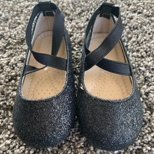 Zula Shoes Black Glitter Ankle-Strap Flat